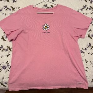 Life is Good Pink Daisy Shirt Sz XL